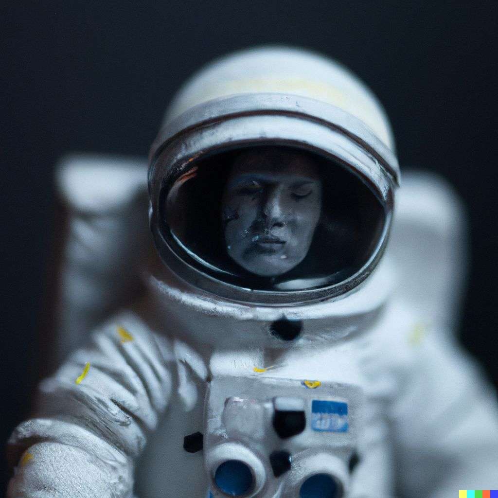 an astronaut, photograph taken with a macro lens, 50mm